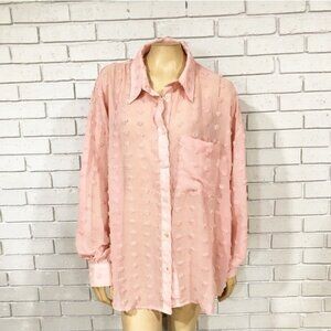 Asos Women’s Textured Pink Button Down Top - Size 14